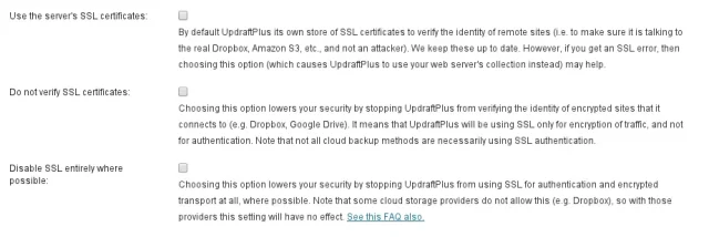 Expert options for SSL window
