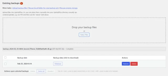 Backedup file location UpdraftPlus