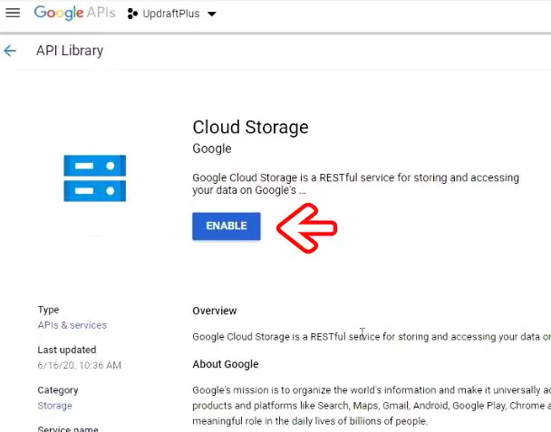 Cloud storage enable