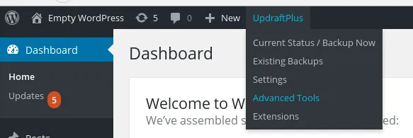 Navigation path to Advanced Tools