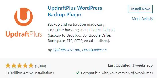 Install UpdraftPlus