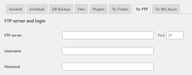 FTP Server login window
