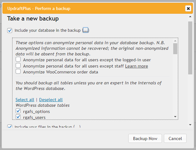 Anonymize senstive information in backup