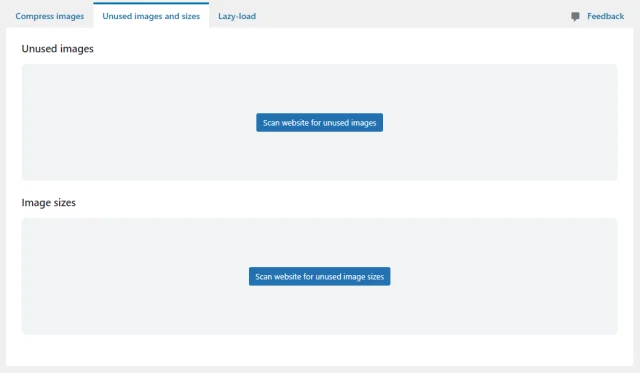 Unused images and sizes