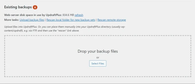 Upload backup files